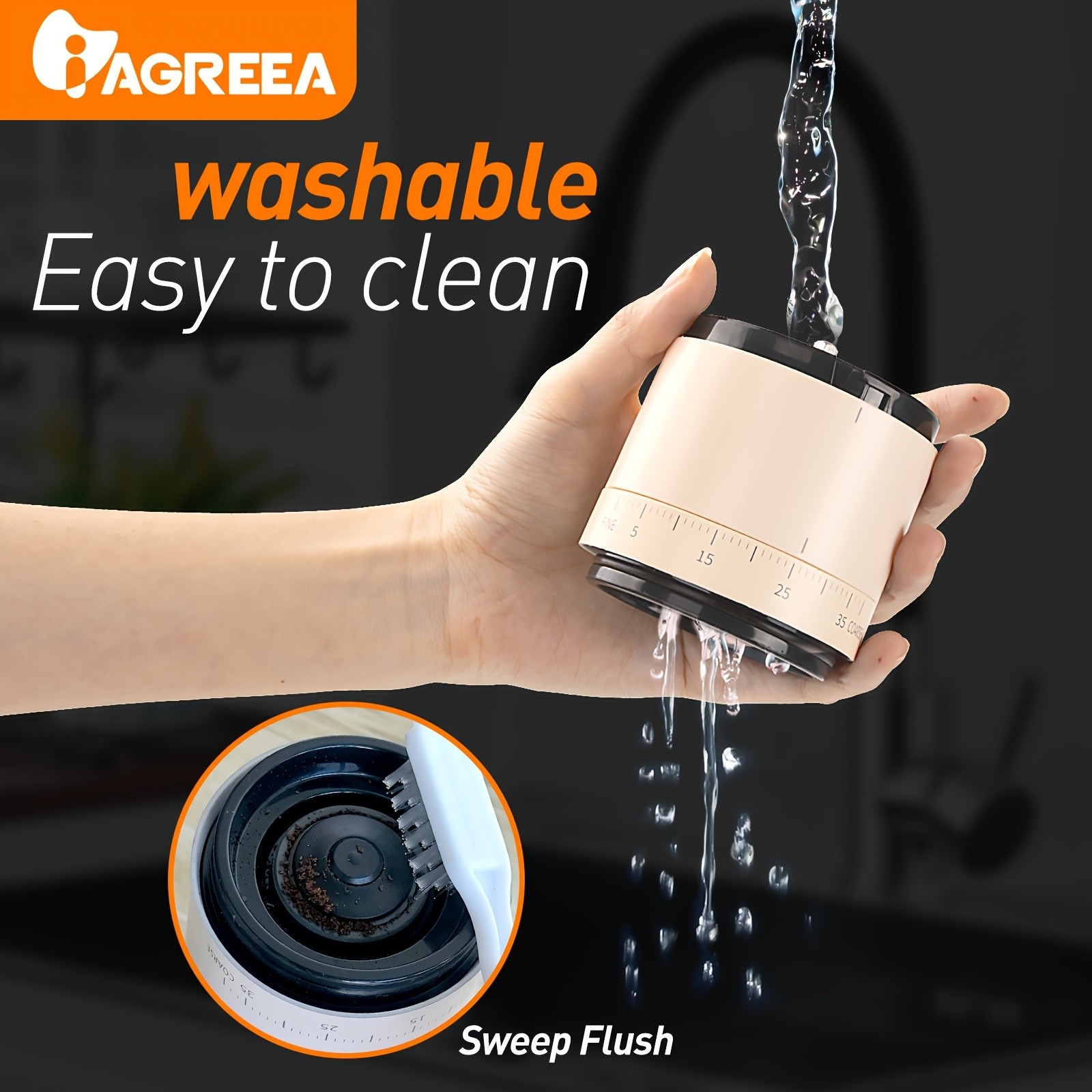 IAGREEA Adjustable Electric Coffee Grinder – 38-Setting Silent Burr Grinder for 2–12 Cups