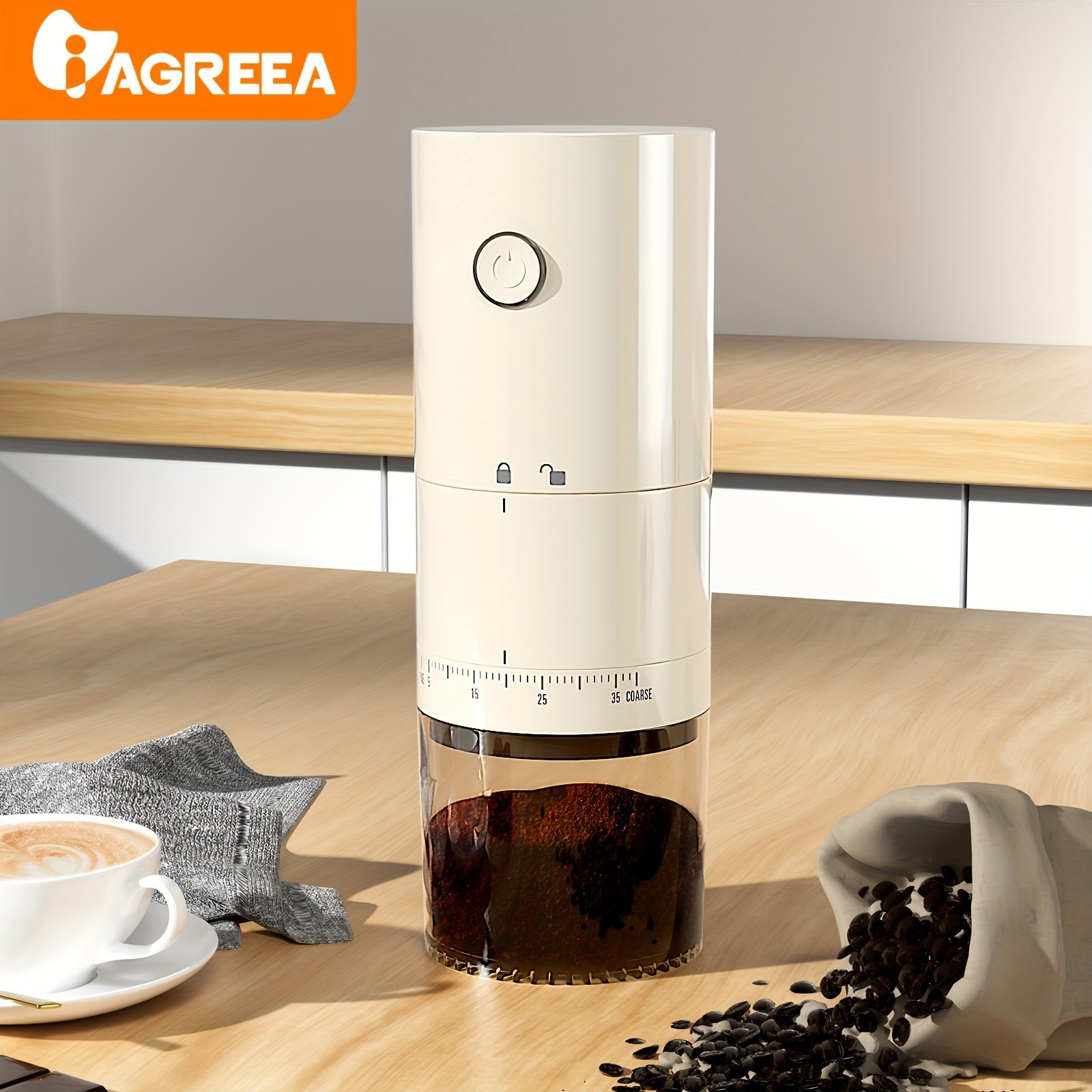 IAGREEA Adjustable Electric Coffee Grinder – 38-Setting Silent Burr Grinder for 2–12 Cups