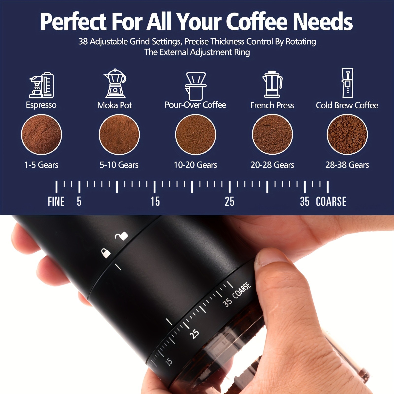 IAGREEA Precision Multi-Setting Coffee Grinder – Quiet Electric Bean & Spice Processor (2–12 Cups)