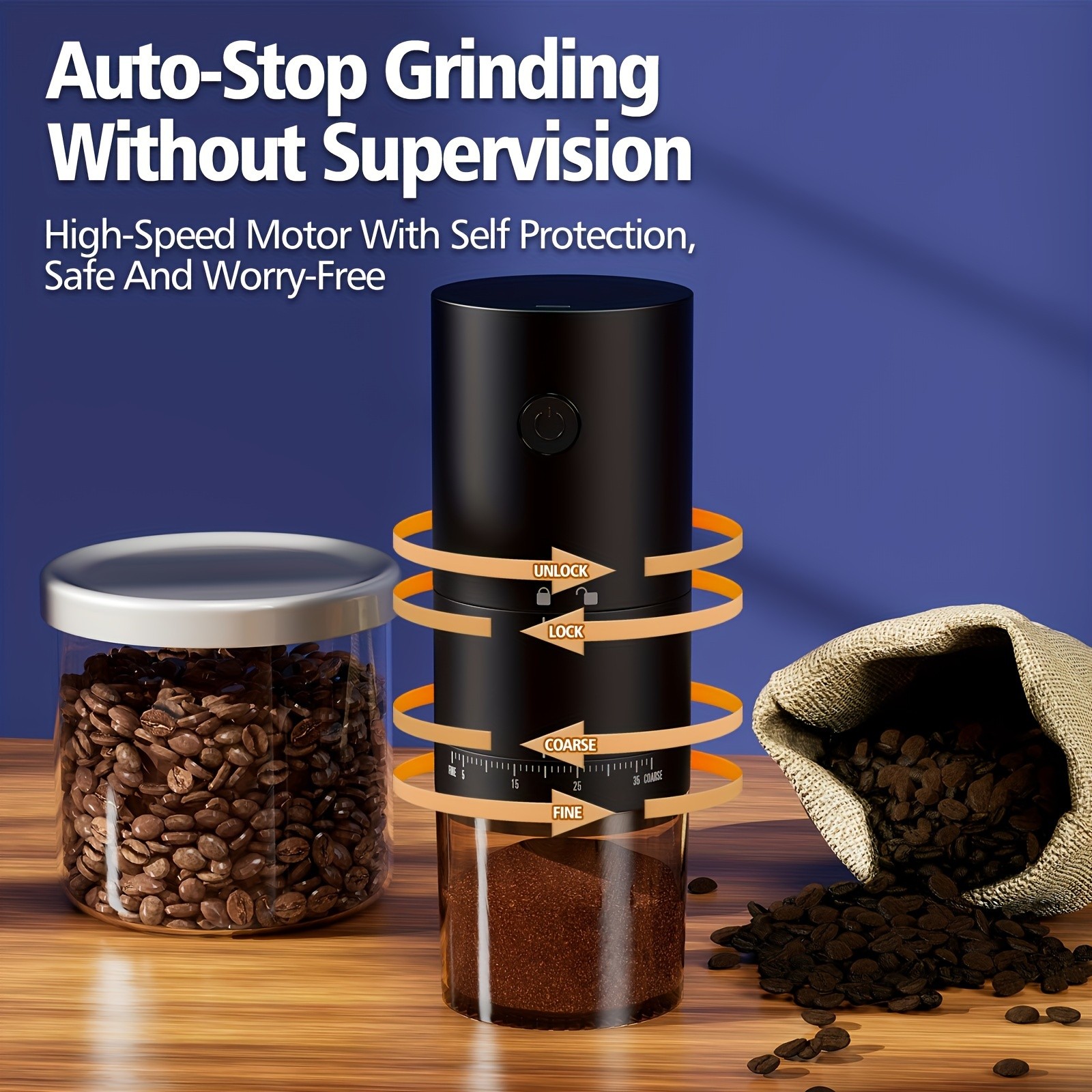 IAGREEA Precision Multi-Setting Coffee Grinder – Quiet Electric Bean & Spice Processor (2–12 Cups)