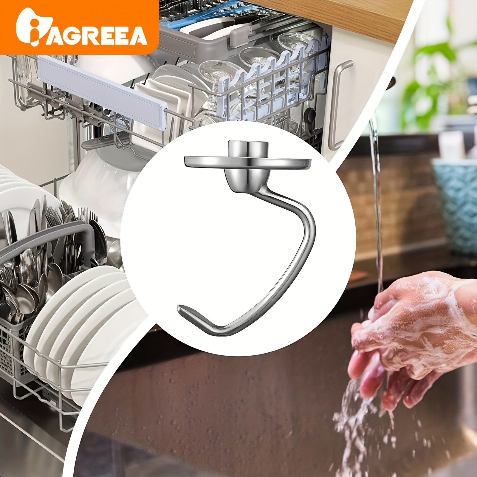 IAGREEA Stainless Spiral Dough Hook – Heavy-Duty Mixer Attachment for Bread & Pizza