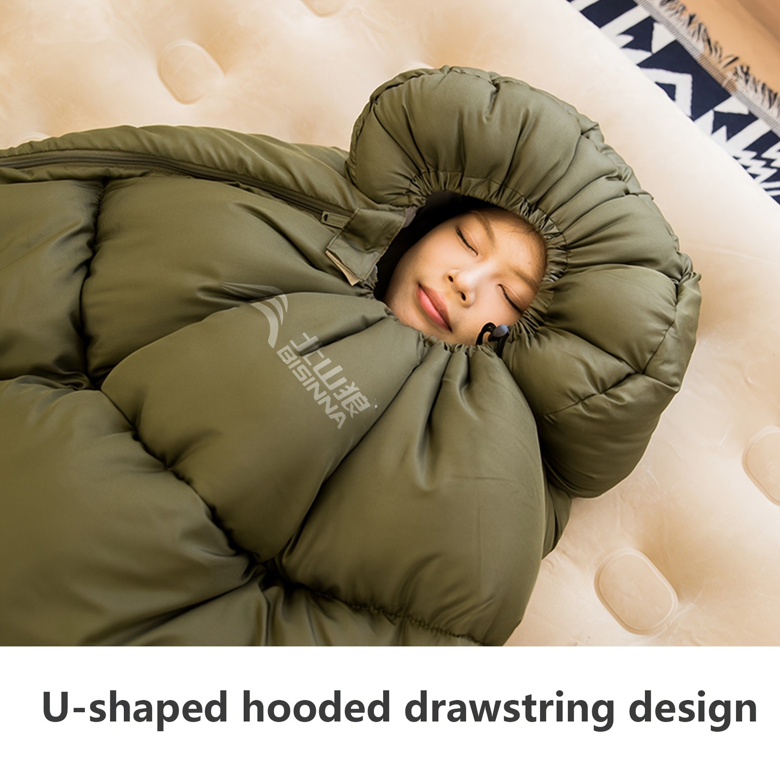 BISINNA Winter Envelope Sleeping Bag – Thickened Portable Cold-Weather Camping Bag