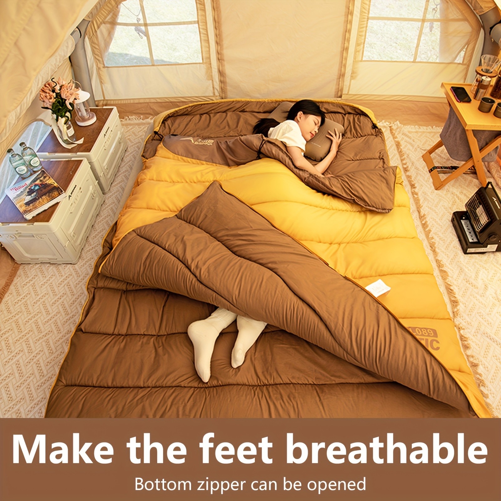 BISINNA Double Camping Sleeping Bag – Warm Thickened Outdoor Bed for Couples