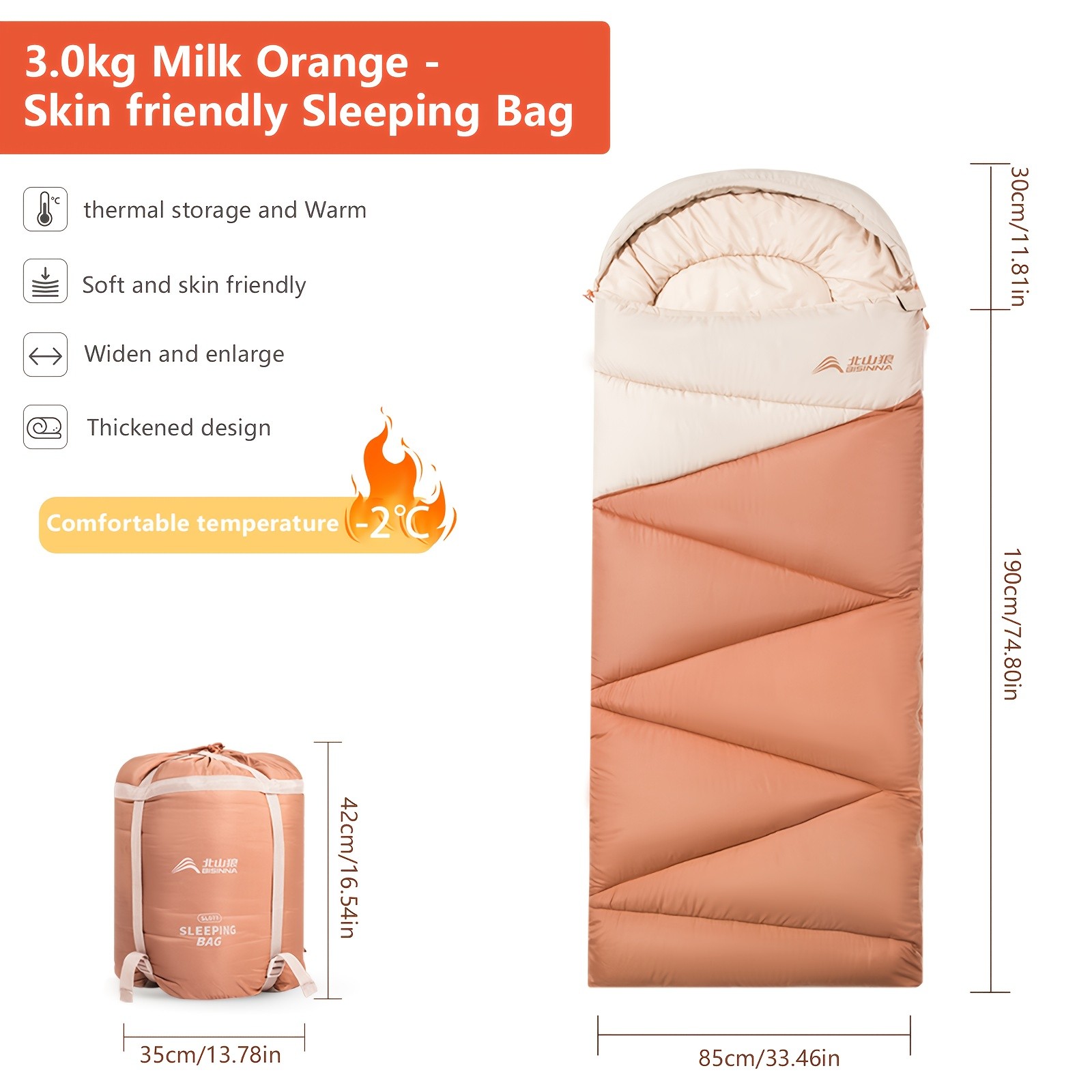 BISINNA Cold-Weather Half Sleeping Bag – Thickened Portable Winter Outdoor Bag