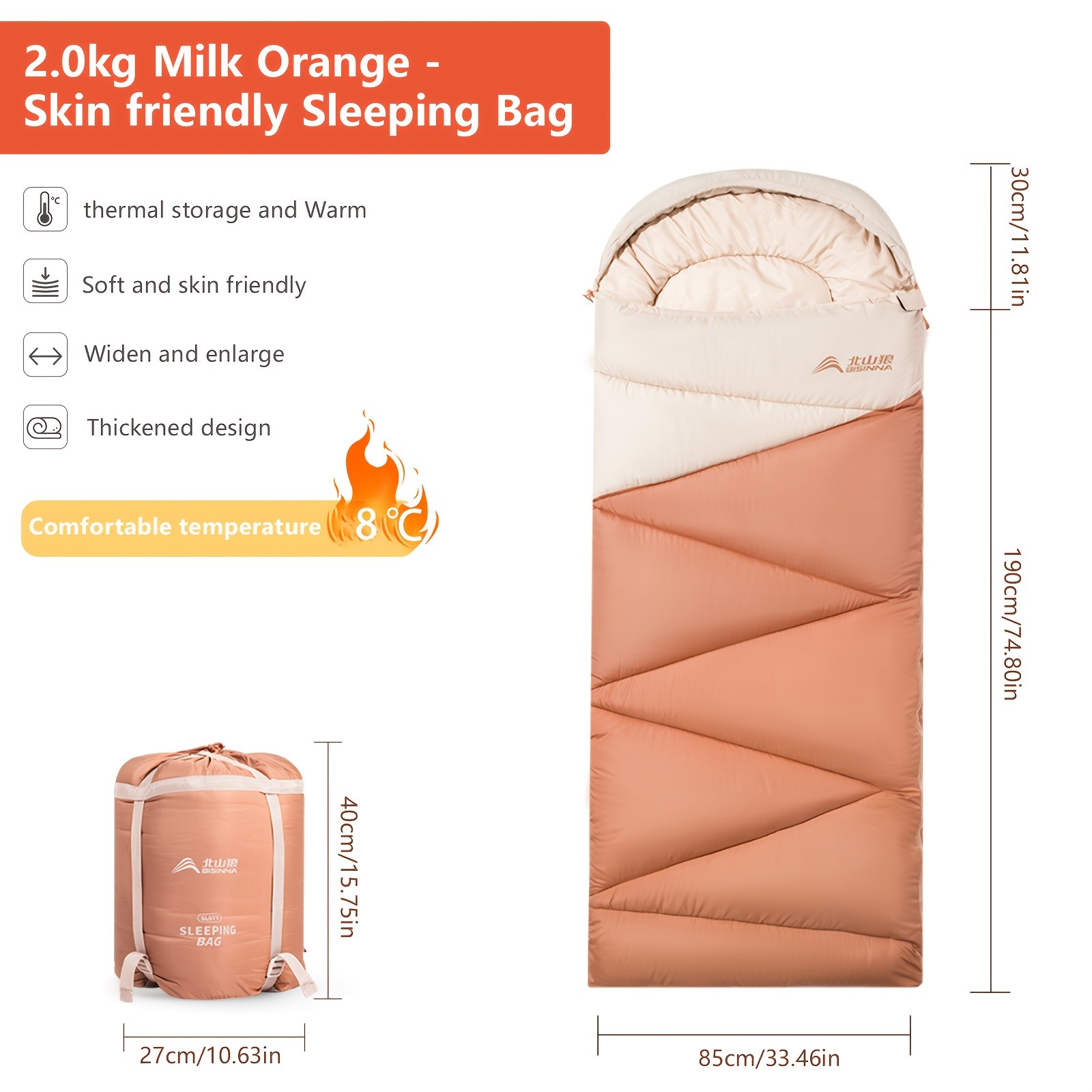 BISINNA Cold-Weather Half Sleeping Bag – Thickened Portable Winter Outdoor Bag