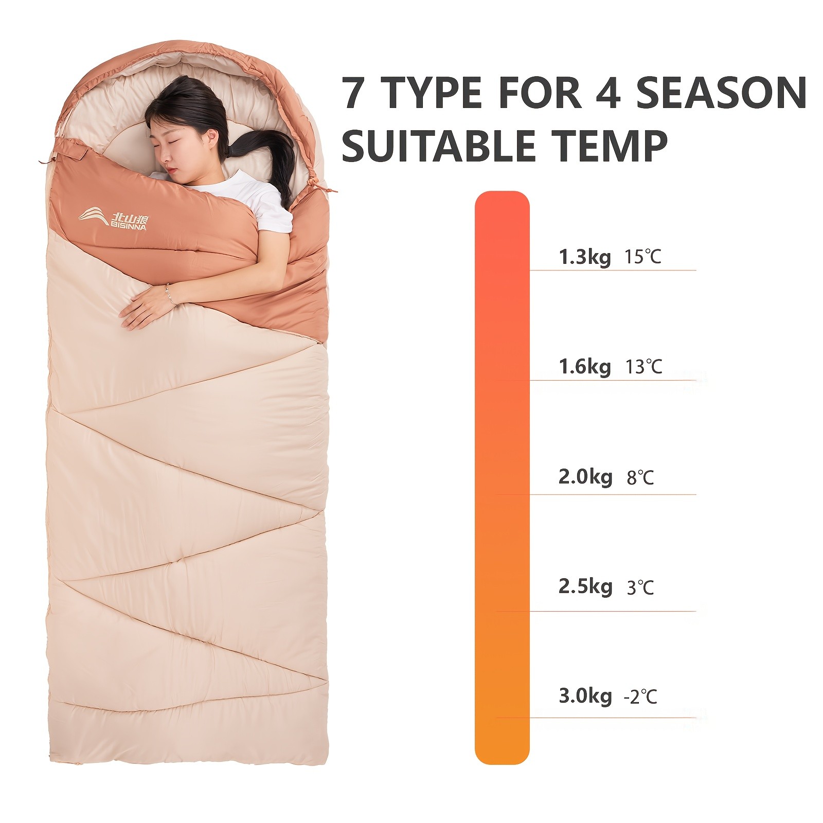 BISINNA Cold-Weather Half Sleeping Bag – Thickened Portable Winter Outdoor Bag