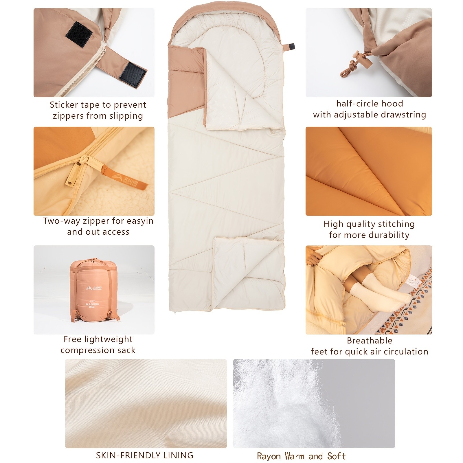 BISINNA Cold-Weather Half Sleeping Bag – Thickened Portable Winter Outdoor Bag