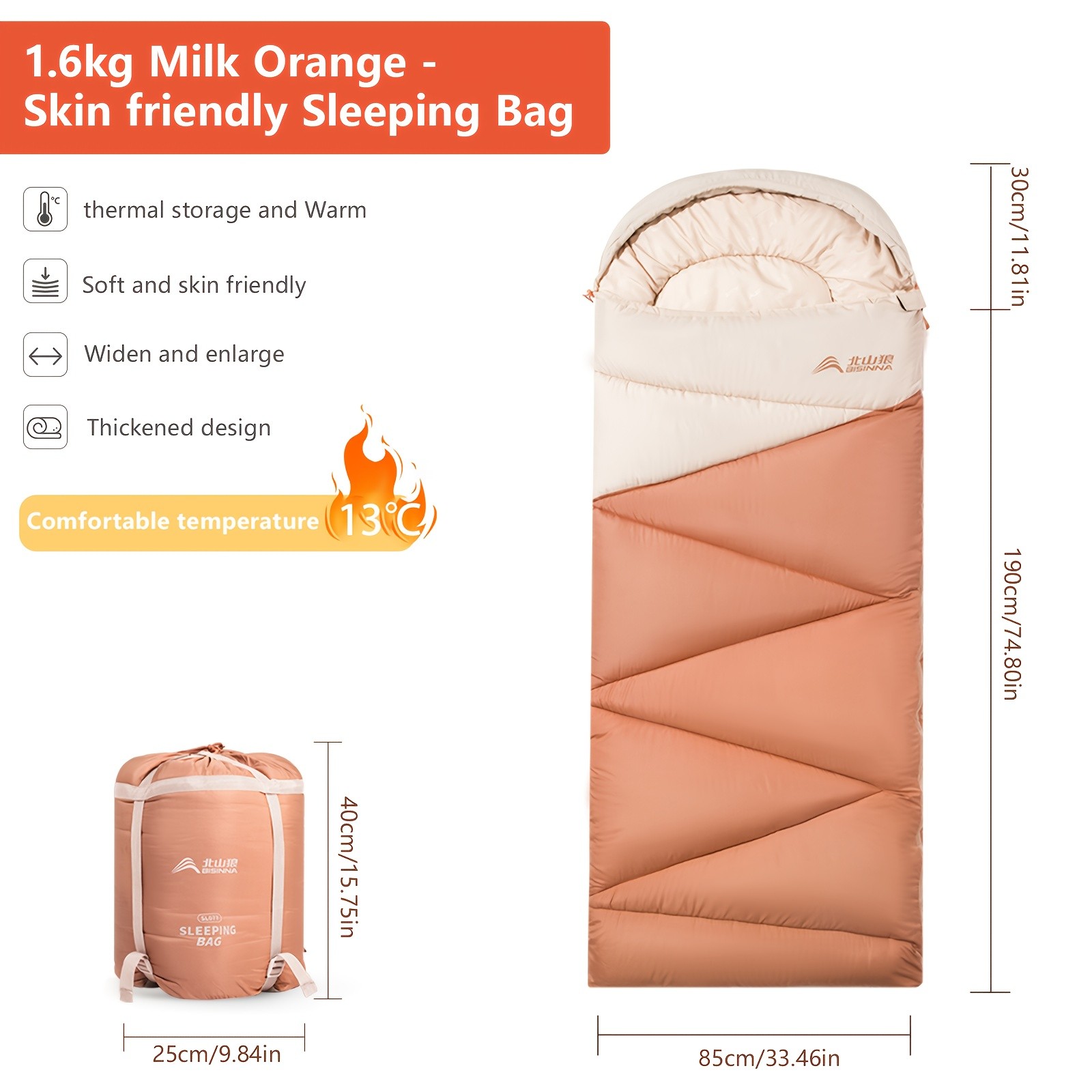 BISINNA Cold-Weather Half Sleeping Bag – Thickened Portable Winter Outdoor Bag