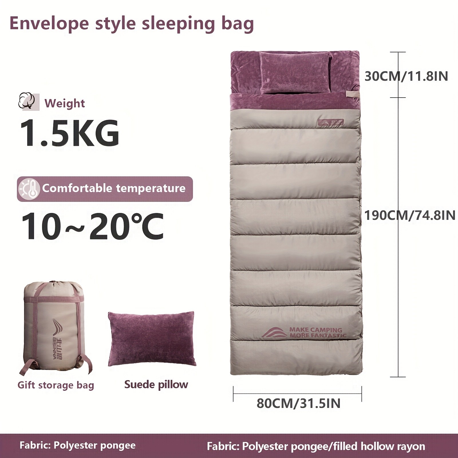 BISINNA Dream Lightweight Sleeping Bag – Portable Rectangular Outdoor Camp Bag