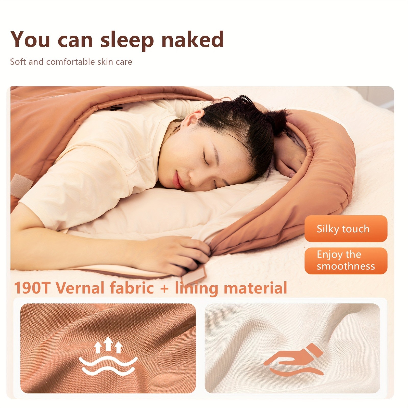 BISINNA Thickened Oval Quilt Sleeping Bag – Warm Synthetic Fiber Outdoor Camping Bag with Hood