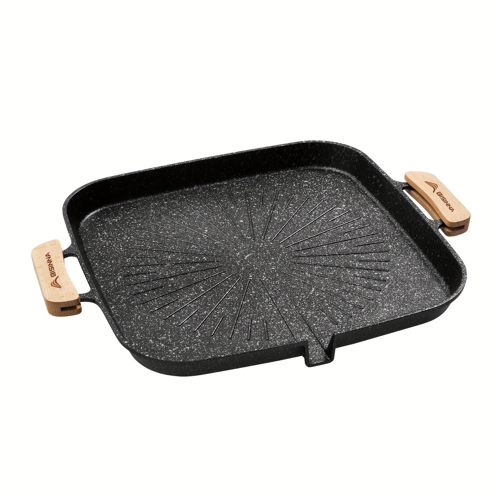 BISINNA Large Square Camping Frying Pan – Durable Aluminum Outdoor Cookware