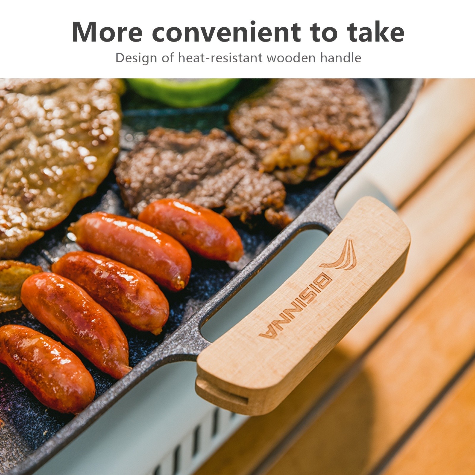 BISINNA Large Square Camping Frying Pan – Durable Aluminum Outdoor Cookware