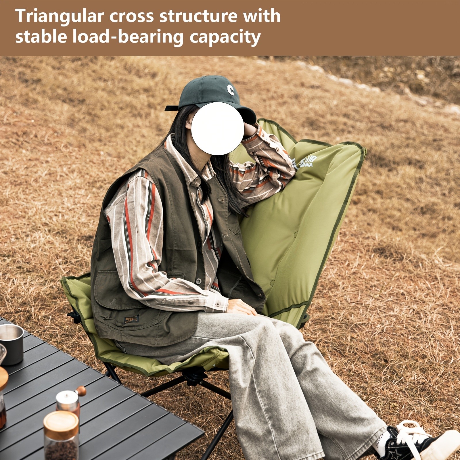 BISINNA Foldable High-Back Recliner – Cushioned Iron Alloy Outdoor Chair