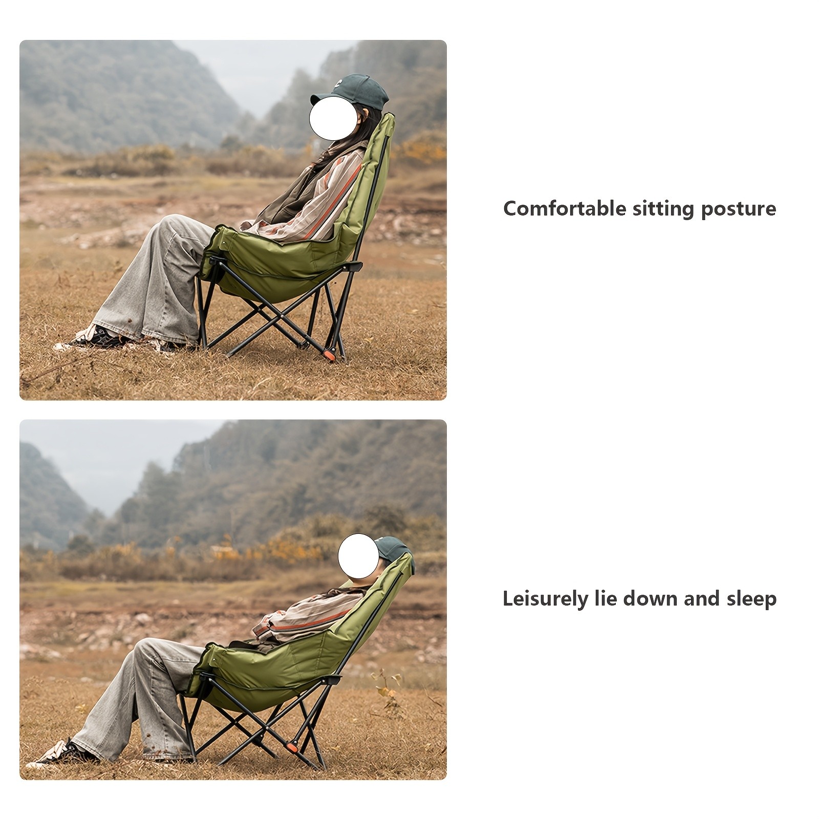 BISINNA Foldable High-Back Recliner – Cushioned Iron Alloy Outdoor Chair