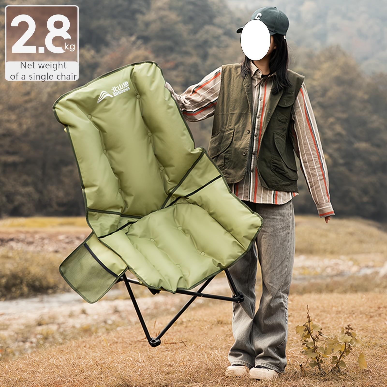 BISINNA Foldable High-Back Recliner – Cushioned Iron Alloy Outdoor Chair