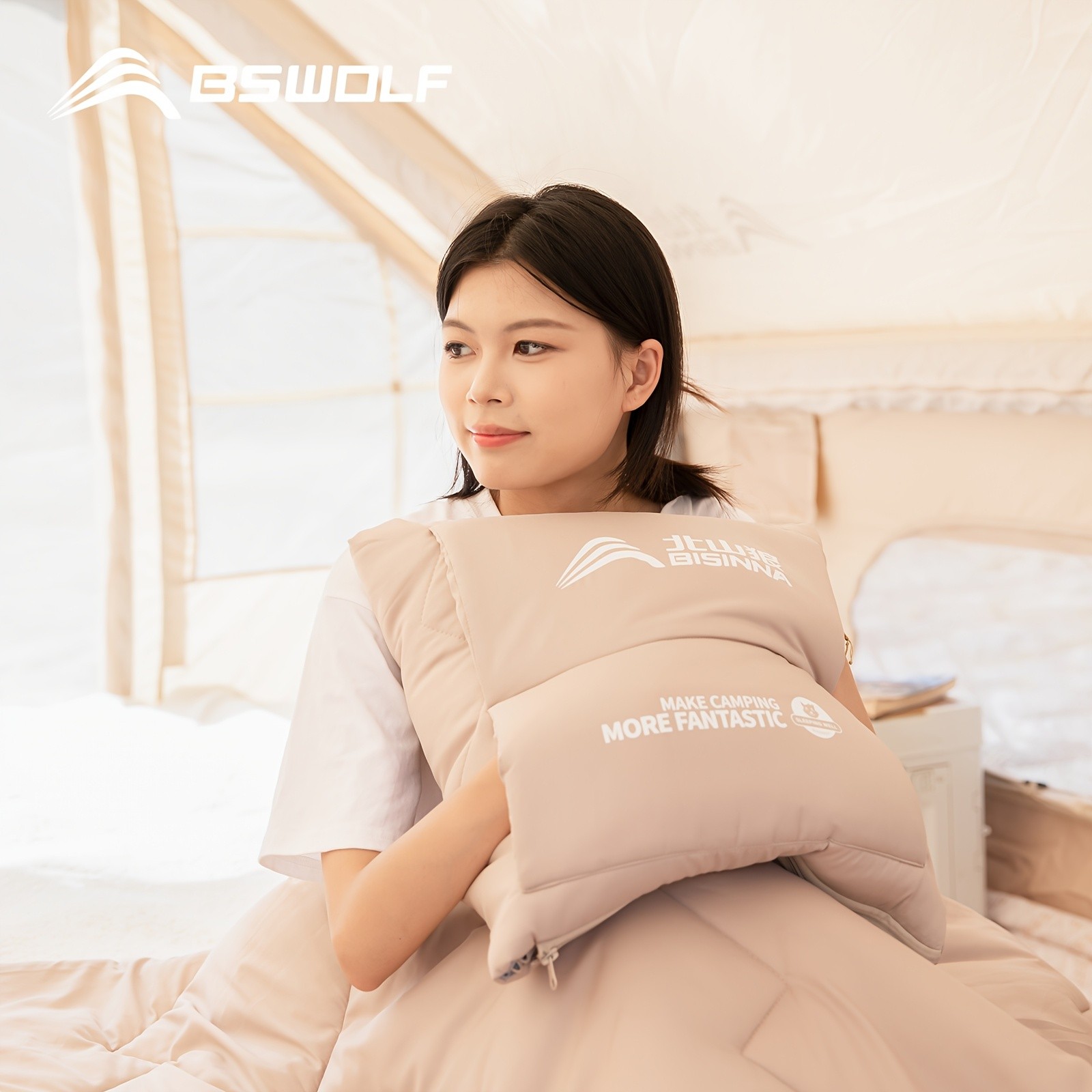 BISINNA 2-in-1 Sleeping Bag & Pillow – Lightweight Portable Polyester Travel Bag