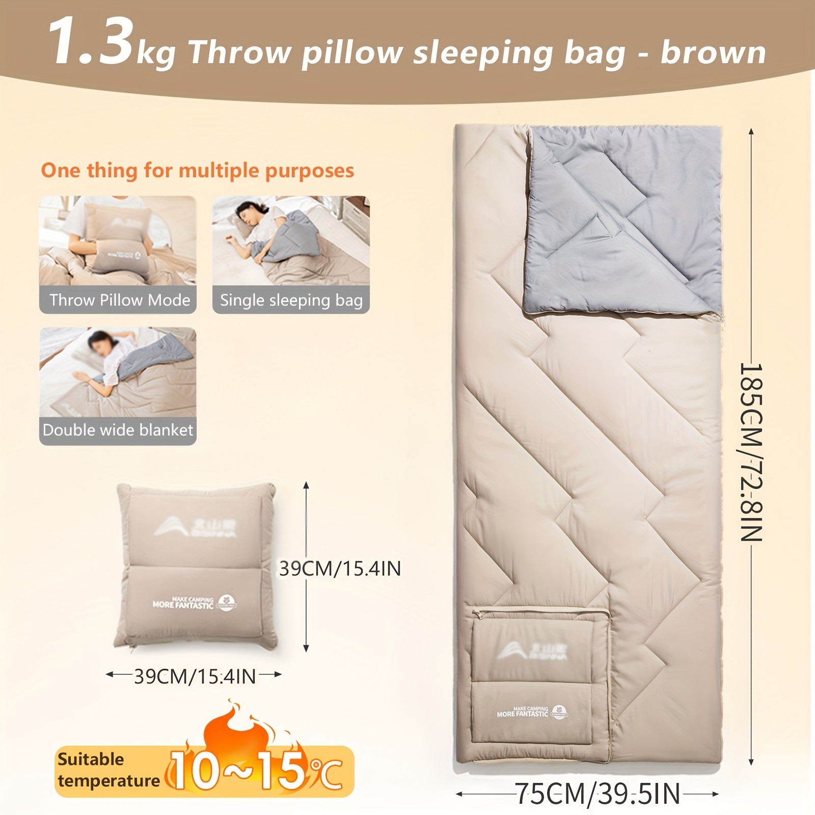 BISINNA 2-in-1 Sleeping Bag & Pillow – Lightweight Portable Polyester Travel Bag