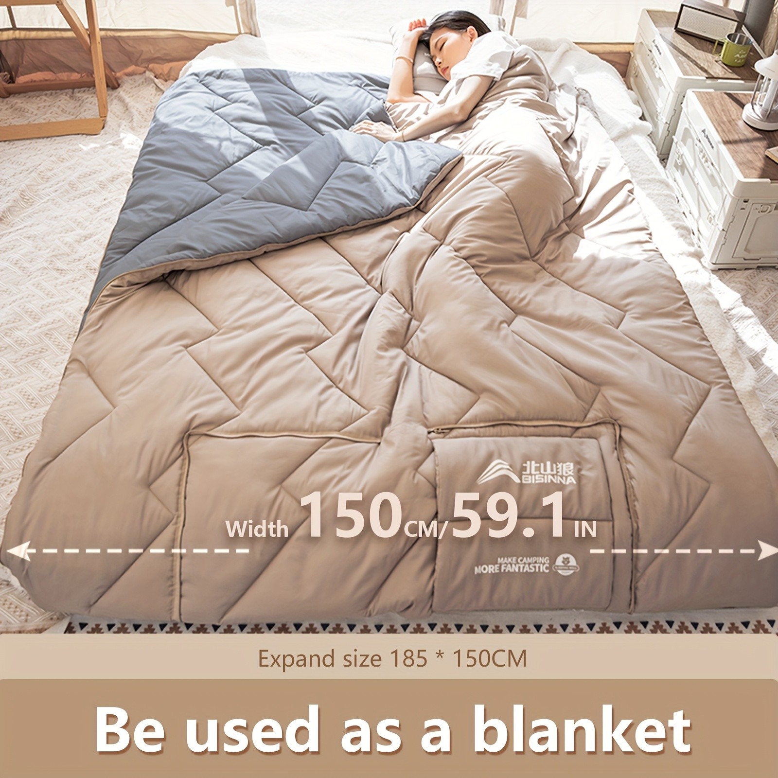 BISINNA 2-in-1 Sleeping Bag & Pillow – Lightweight Portable Polyester Travel Bag