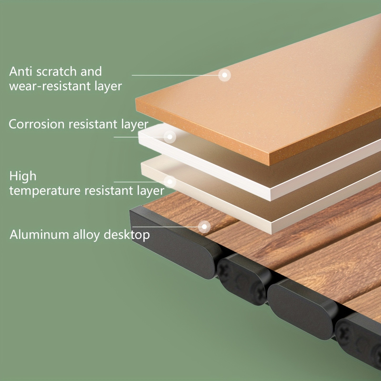 BISINNA Adjustable Aluminum Folding Table – Minimalist Rollable Outdoor Camp Table (Brown)