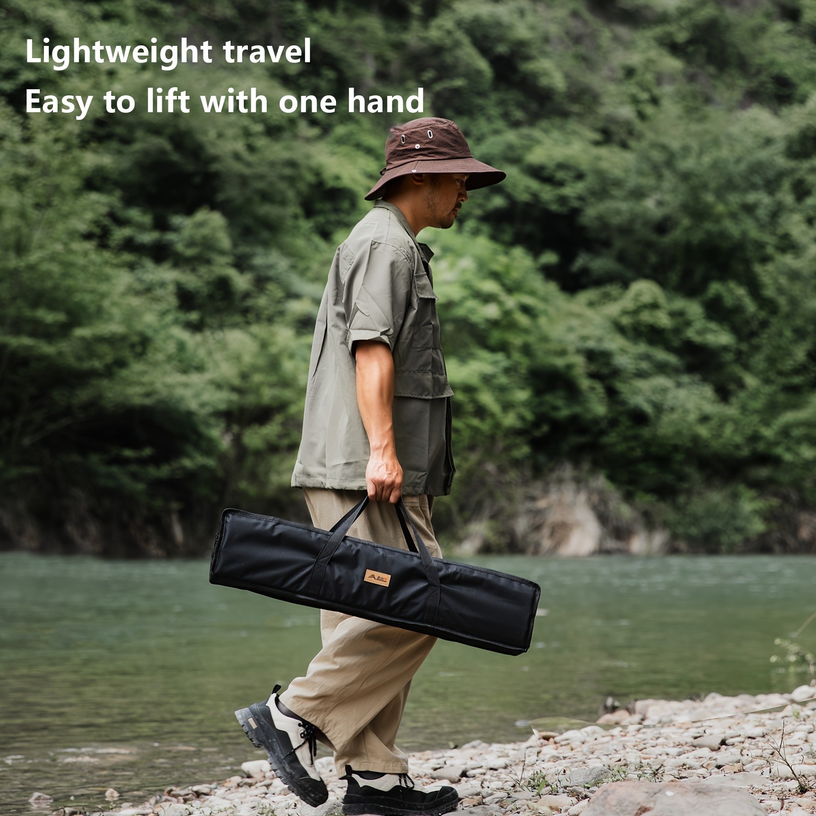 BISINNA Adjustable Aluminum Folding Table – Minimalist Rollable Outdoor Camp Table (Brown)