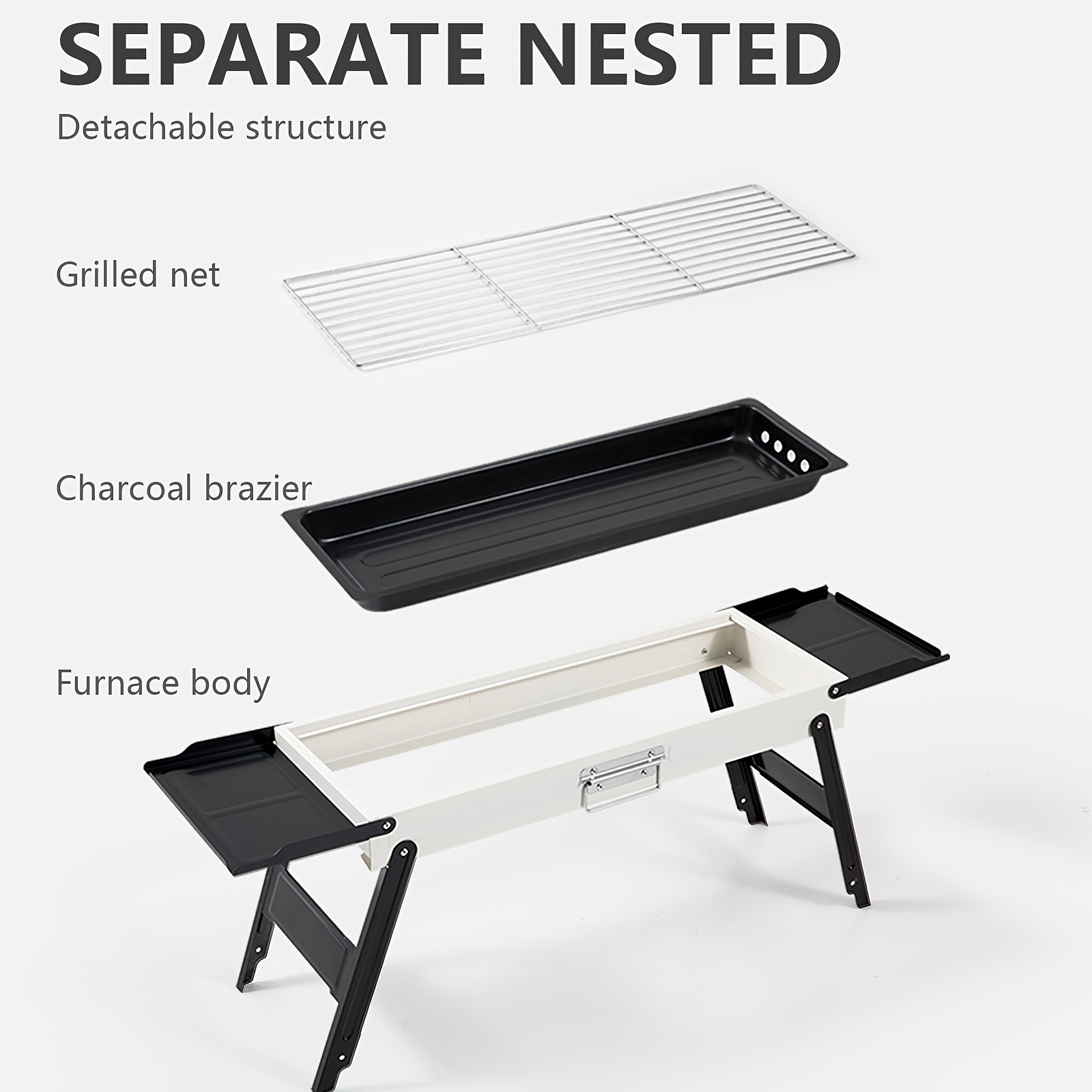 BISINNA Portable Charcoal BBQ Grill – Foldable Tabletop Outdoor Camping Barbecue