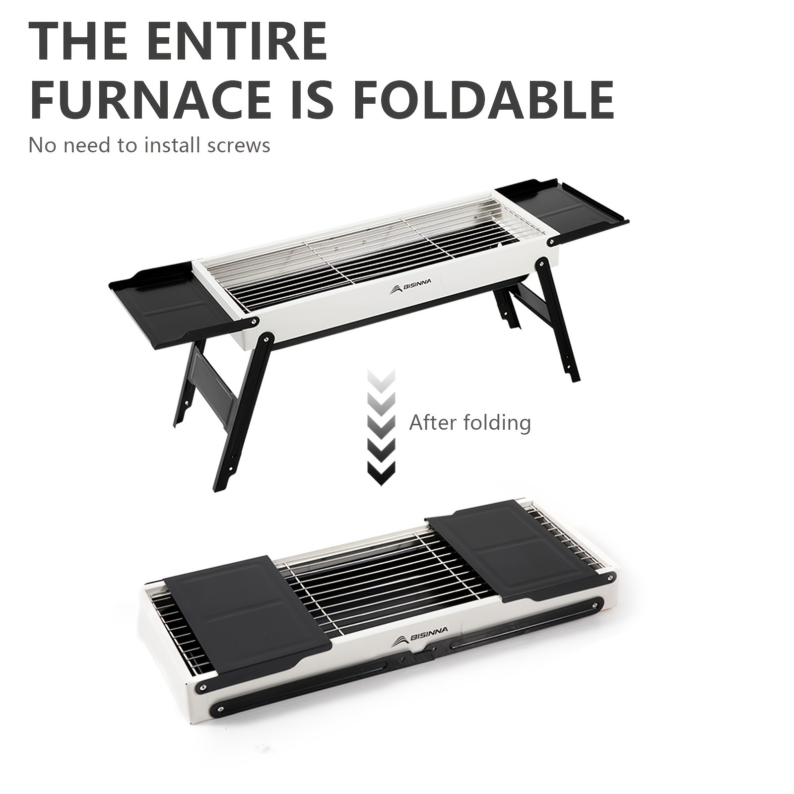 BISINNA Portable Charcoal BBQ Grill – Foldable Tabletop Outdoor Camping Barbecue