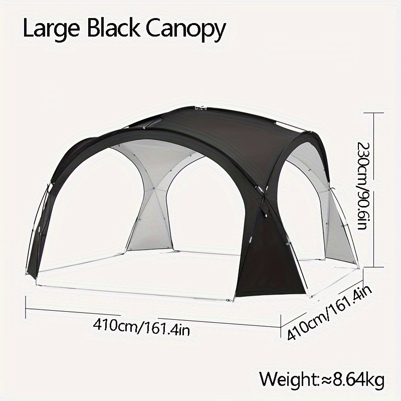 BISINNA XL Outdoor Canopy Awning – Heavy-Duty UV-Proof Tunnel Shade Shelter (Black)