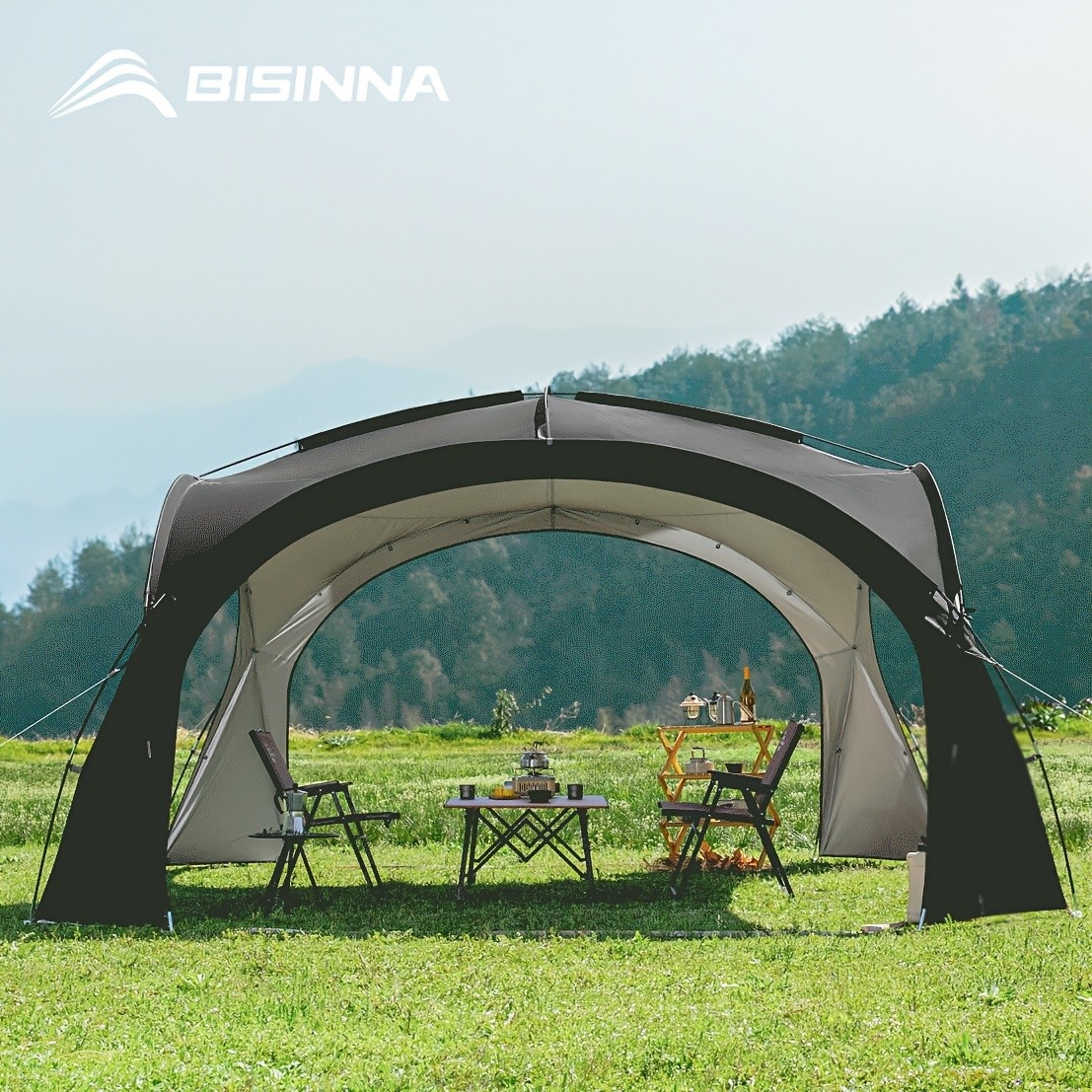 BISINNA XL Outdoor Canopy Awning – Heavy-Duty UV-Proof Tunnel Shade Shelter (Black)