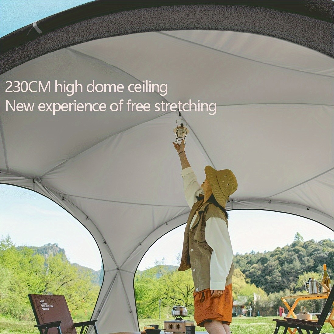 BISINNA XL Outdoor Canopy Awning – Heavy-Duty UV-Proof Tunnel Shade Shelter (Black)