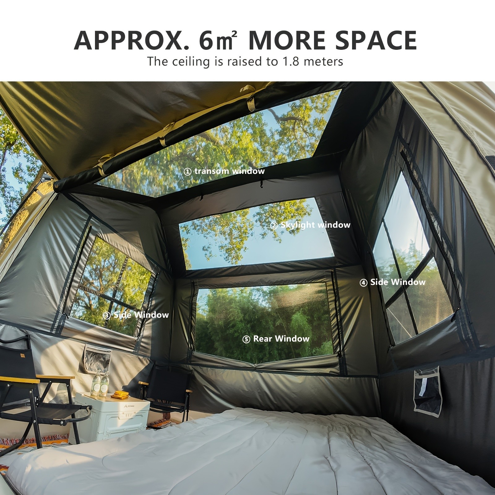 BISINNA Quick-Open Roof Canopy Tent – 2-in-1 Sunproof Outdoor Camping Shelter