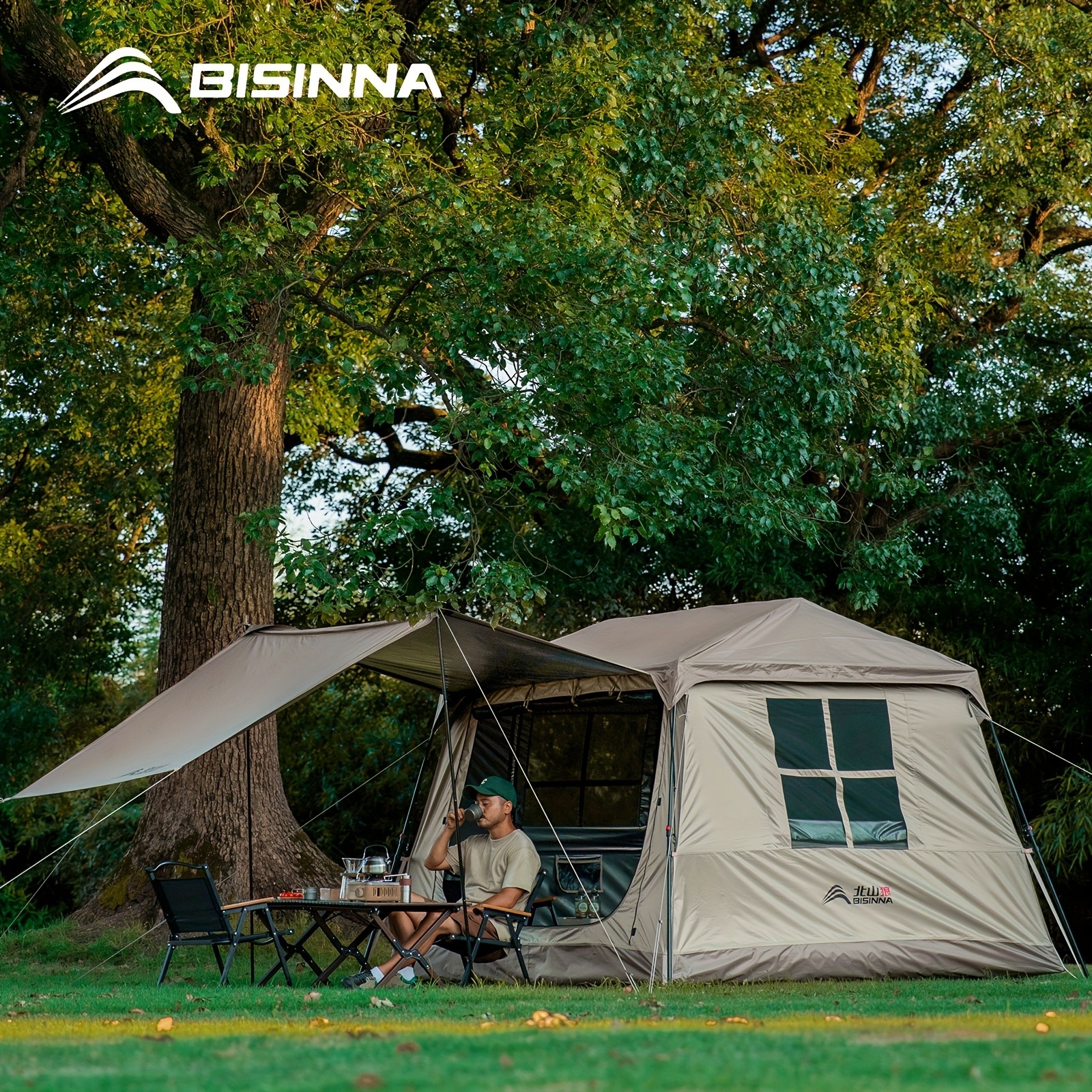 BISINNA Quick-Open Roof Canopy Tent – 2-in-1 Sunproof Outdoor Camping Shelter
