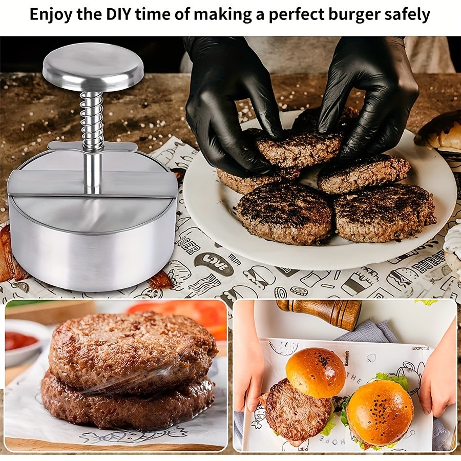 WIEZ Stainless Steel Home Burger Press – Heavy-Duty Round Meat Press for Perfect Patty Making