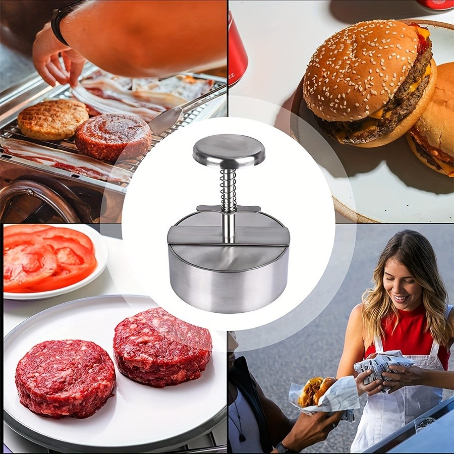 WIEZ Stainless Steel Home Burger Press – Heavy-Duty Round Meat Press for Perfect Patty Making