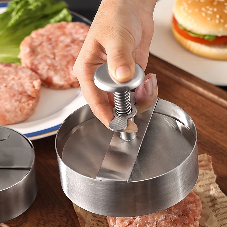 WIEZ Stainless Steel Home Burger Press – Heavy-Duty Round Meat Press for Perfect Patty Making