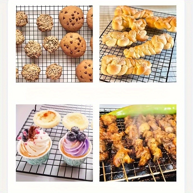 WIEZ Foldable Stainless Steel Cooling Rack – Space-Saving Black Rack for Baking, Grilling & Outdoor Cooking