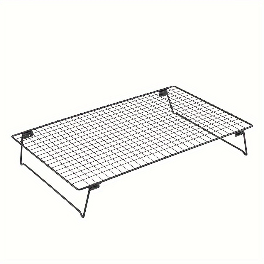 WIEZ Foldable Stainless Steel Cooling Rack – Space-Saving Black Rack for Baking, Grilling & Outdoor Cooking