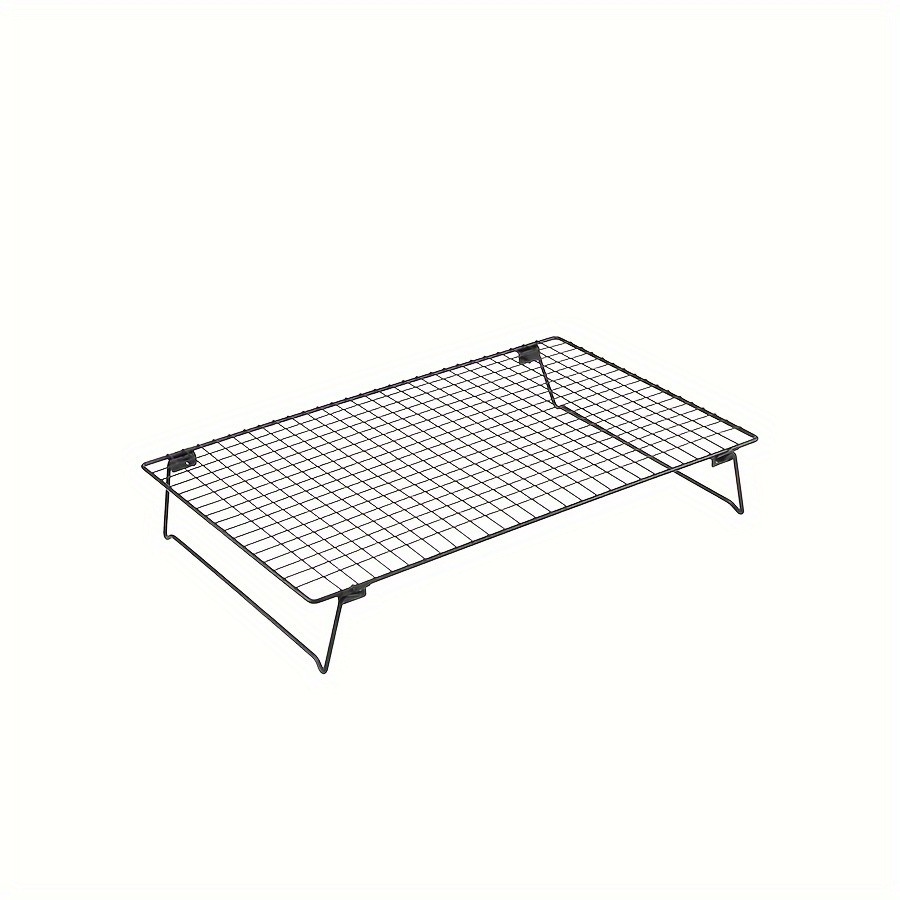 WIEZ Foldable Stainless Steel Cooling Rack – Space-Saving Black Rack for Baking, Grilling & Outdoor Cooking