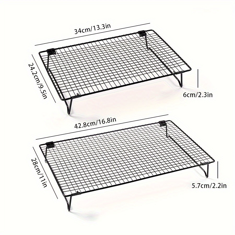 WIEZ Foldable Stainless Steel Cooling Rack – Space-Saving Black Rack for Baking, Grilling & Outdoor Cooking