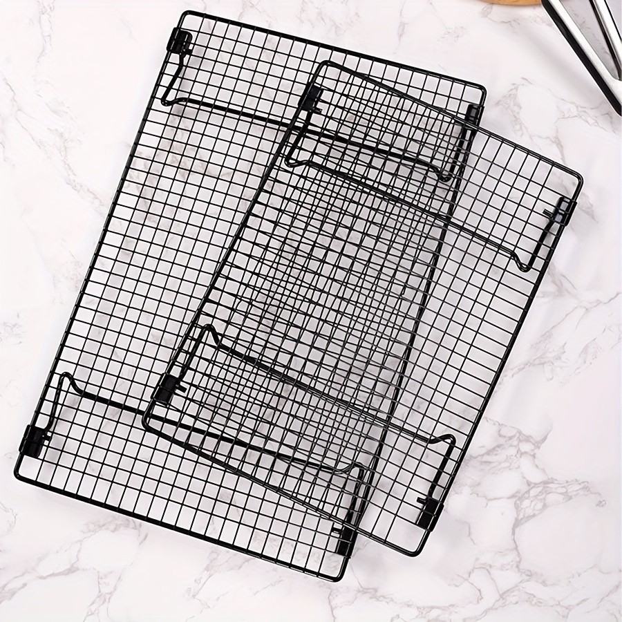 WIEZ Foldable Stainless Steel Cooling Rack – Space-Saving Black Rack for Baking, Grilling & Outdoor Cooking