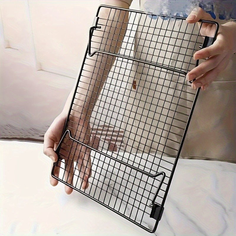 WIEZ Foldable Stainless Steel Cooling Rack – Space-Saving Black Rack for Baking, Grilling & Outdoor Cooking