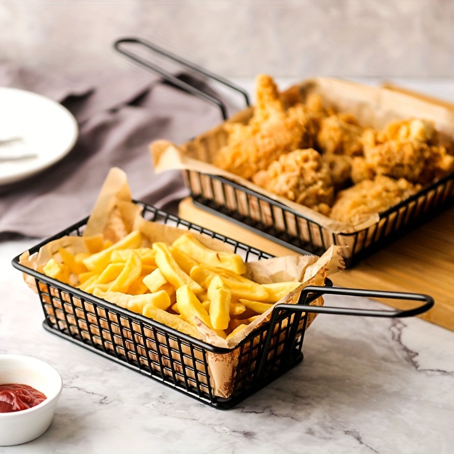 WIEZ Stainless Steel Snack & Fryer Basket – Multi-Purpose Mesh Holder for Serving, Straining & Baking