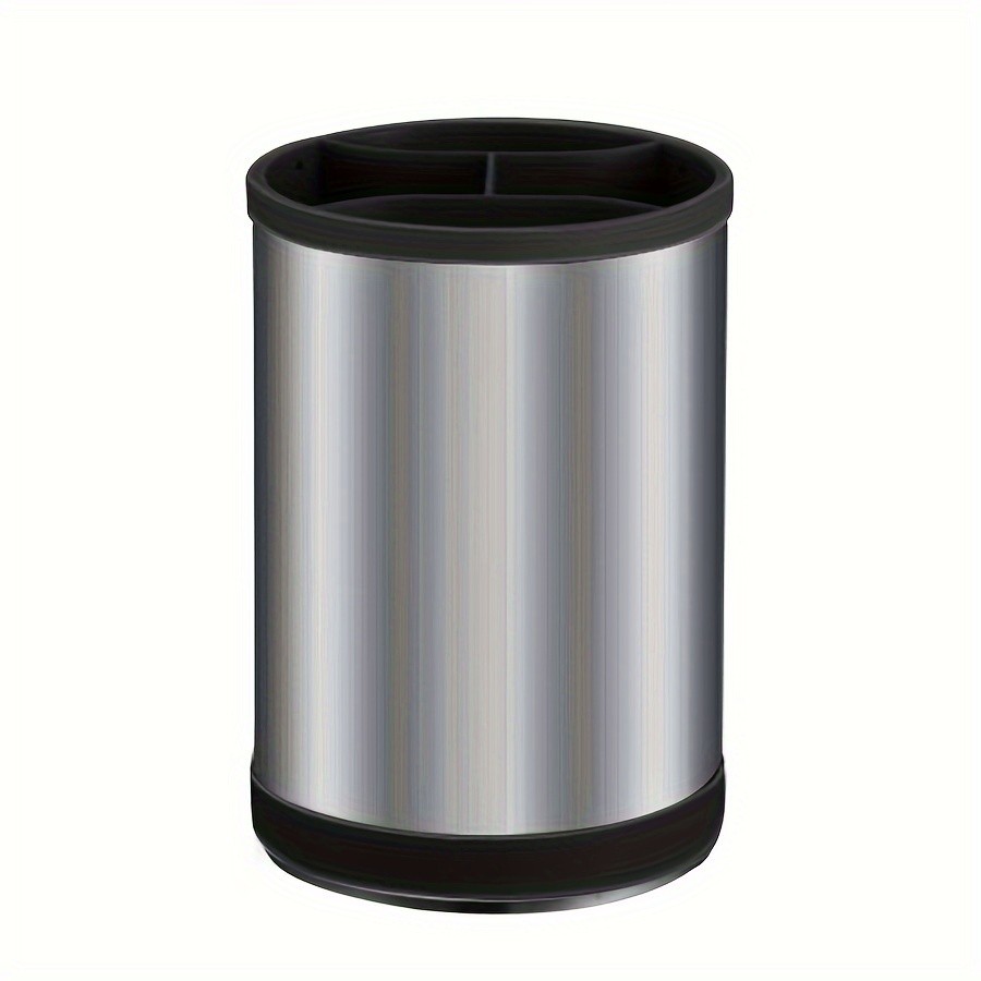 WIEZ Rotating Stainless Steel Utensil Holder – 360° Cutlery & Tool Organiser with Drainage and Dividers