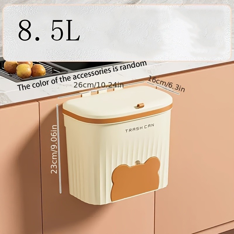 WIEZ Wall-Mounted Odor-Blocking Trash Can – Compact Rectangular Waste Bin with Removable Bag Storage Box