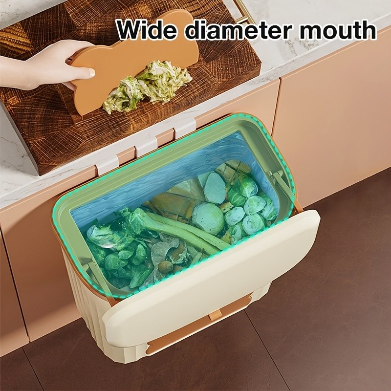 WIEZ Wall-Mounted Odor-Blocking Trash Can – Compact Rectangular Waste Bin with Removable Bag Storage Box