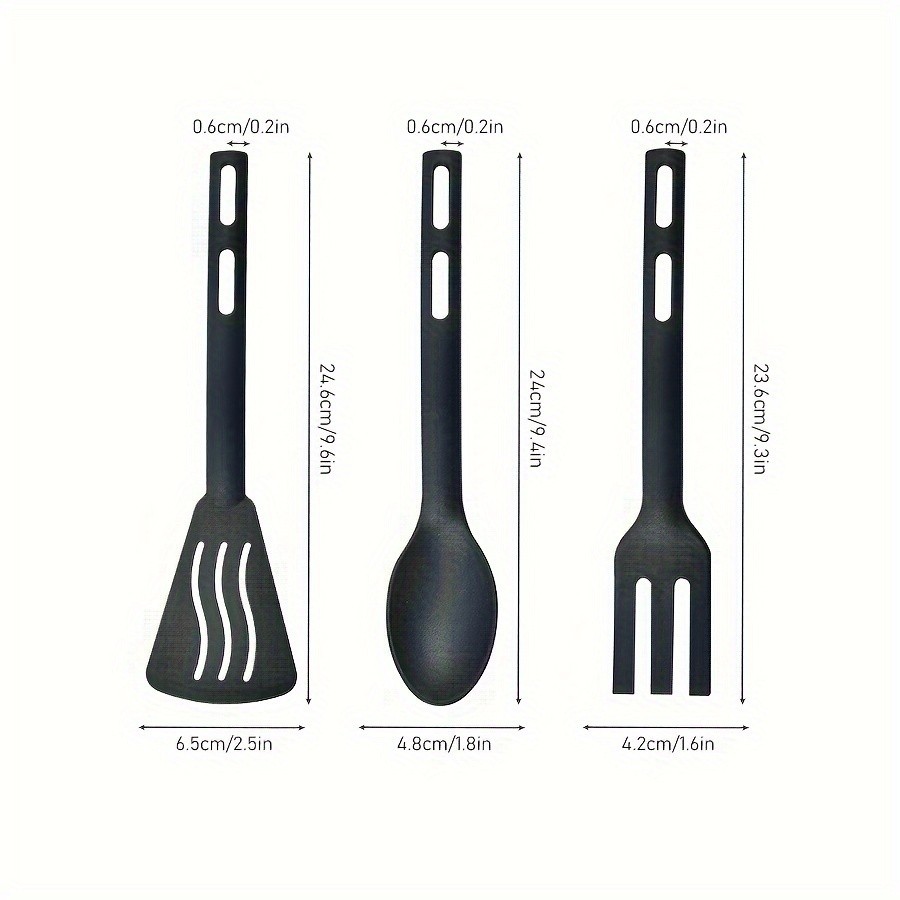 WIEZ 3-Piece Nylon Kitchen Utensil Set – Non-Stick Friendly Spoons, Spatula & Fork for Home, Travel & Camping