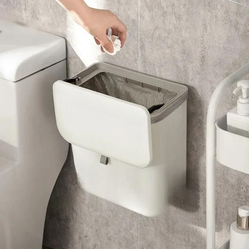 WIEZ Wall-Mounted Hands-Free Trash Can – Space-Saving Hygienic Waste Bin for Kitchen & Bathroom