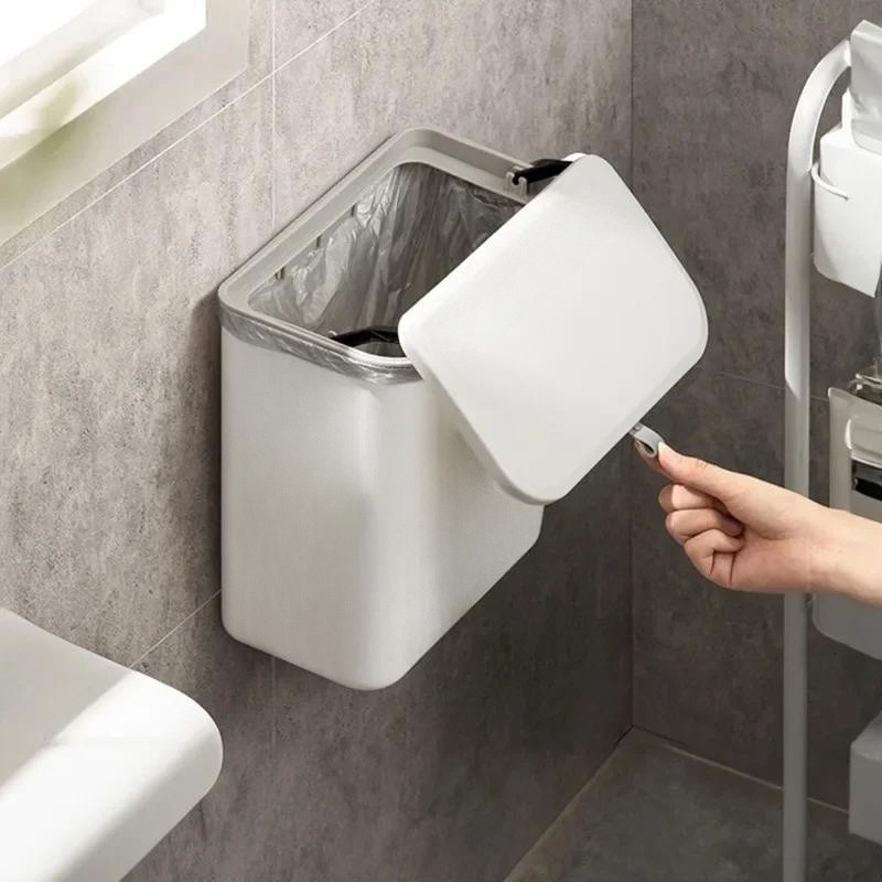 WIEZ Wall-Mounted Hands-Free Trash Can – Space-Saving Hygienic Waste Bin for Kitchen & Bathroom