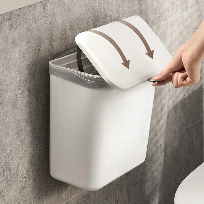 WIEZ Wall-Mounted Hands-Free Trash Can – Space-Saving Hygienic Waste Bin for Kitchen & Bathroom