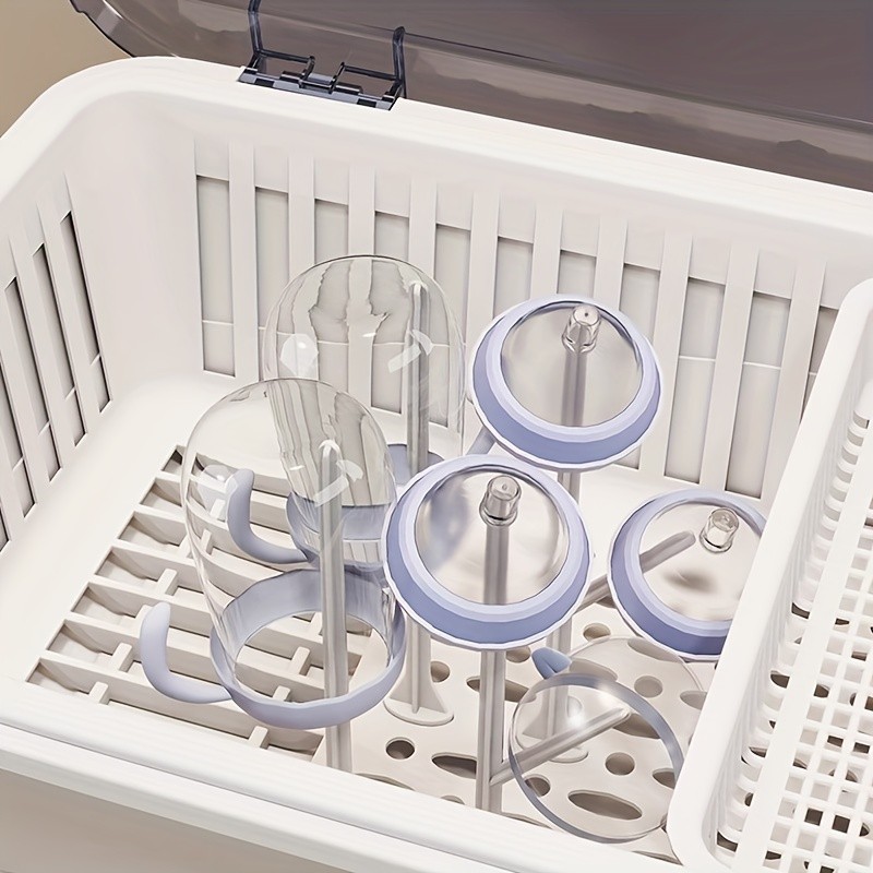 WIEZ Large-Capacity Baby Bottle Organizer – Dustproof Drainage Drying Rack & Space-Saving Storage Shelf