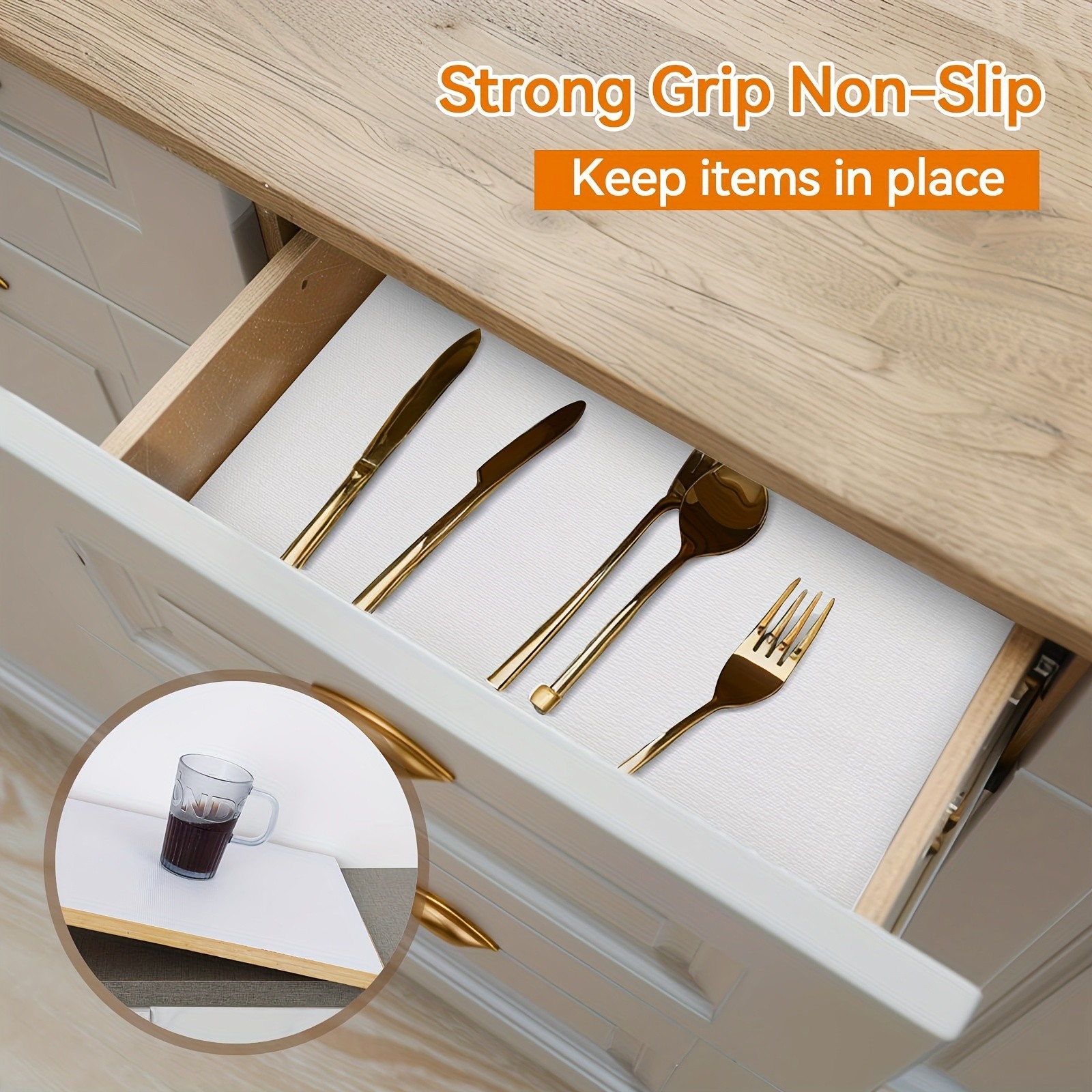 WIEZ Heavy-Duty EVA Non-Stick Drawer Liner Roll – Cut-to-Fit Scratchproof Shelf & Cabinet Protector